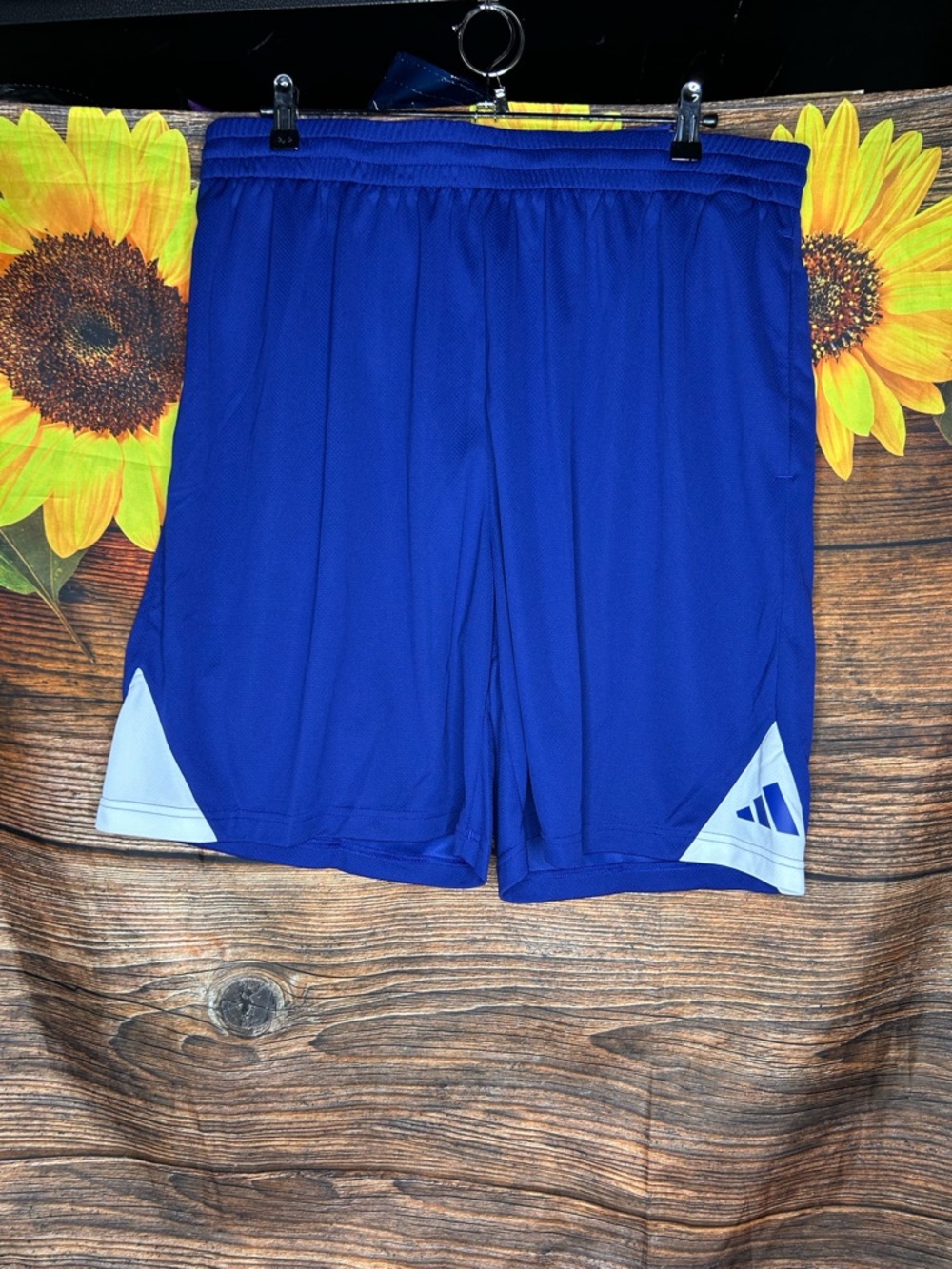 adidas Blue Athletic Shorts with White Panels